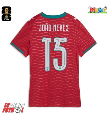 Portugal Joao Neves #15 Primera Equipación Mujer Mundial 2026 Manga Corta